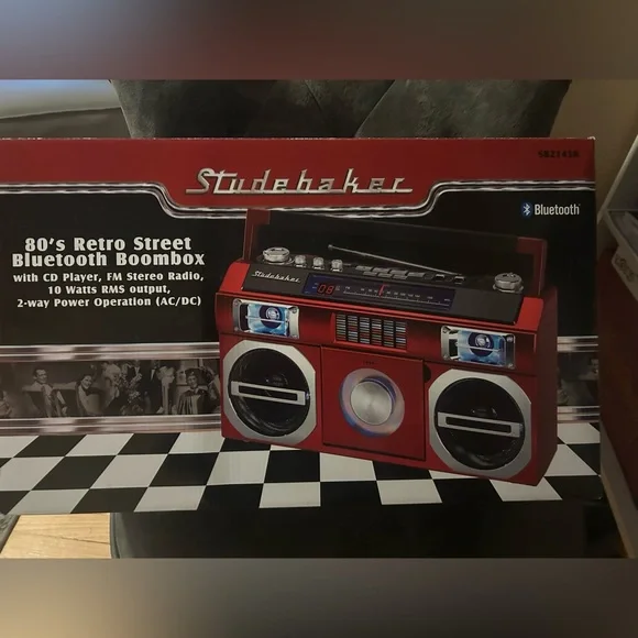 Studebaker 80’s Retro Street Bluetooth Boom Box- Red . New In Box - Never Opened - Picture 2 of 12